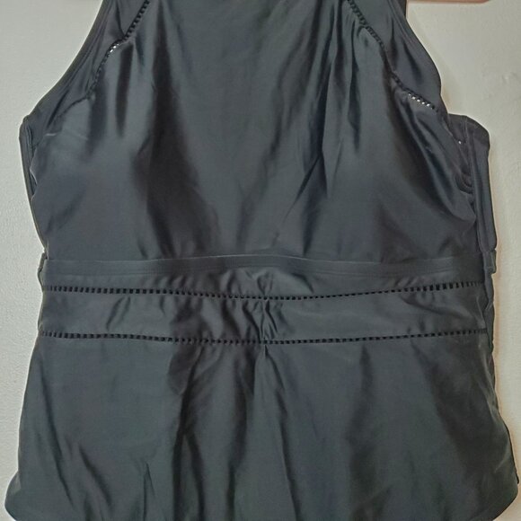 WOMEN’S HIGH NECK MEDIUM COVERAGE ONE PIECE SWIMSUIT SHADE & SHORE BLACK 20 - Picture 6 of 13